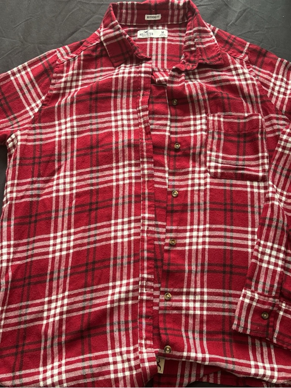 Hollister Red and White Plaid Button-Down Shirt